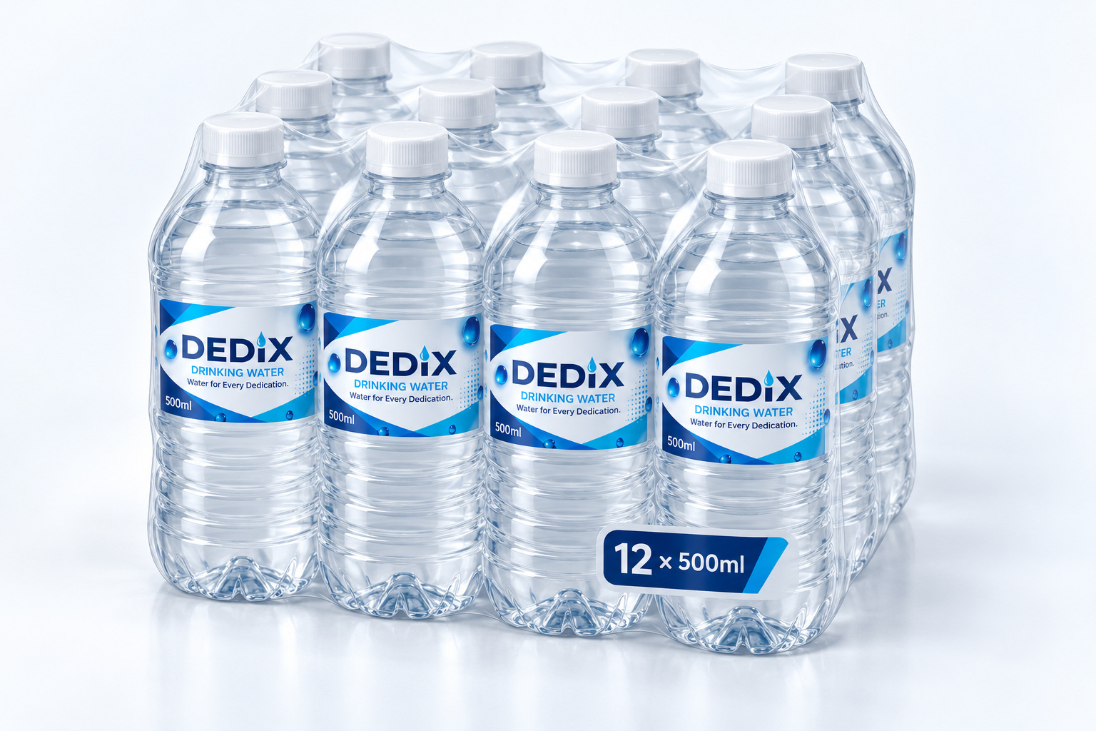 DEDIX 12 × 500 ml in clear plastic wrapping