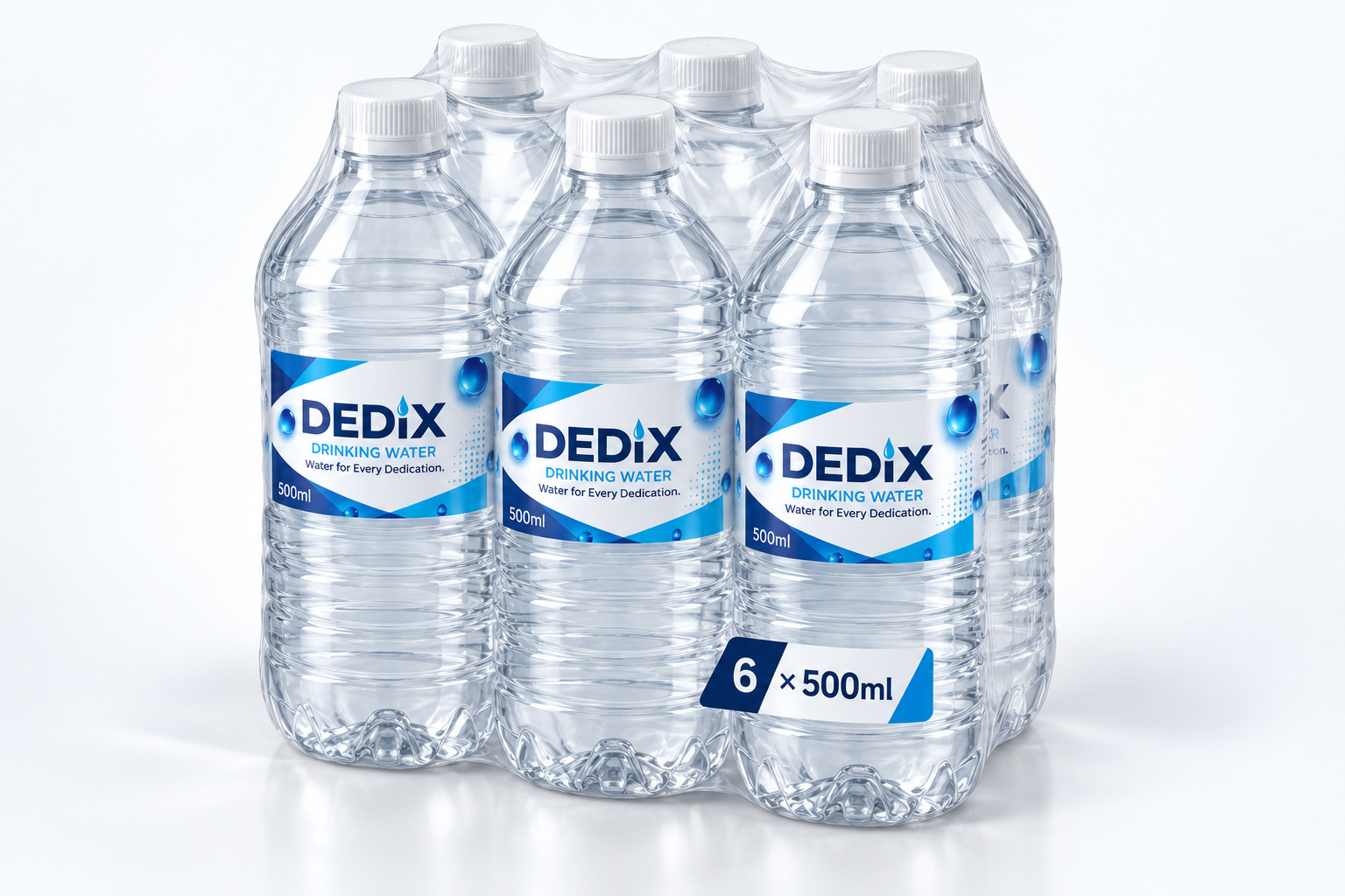 DEDIX 6 × 500 ml in clear plastic wrapping