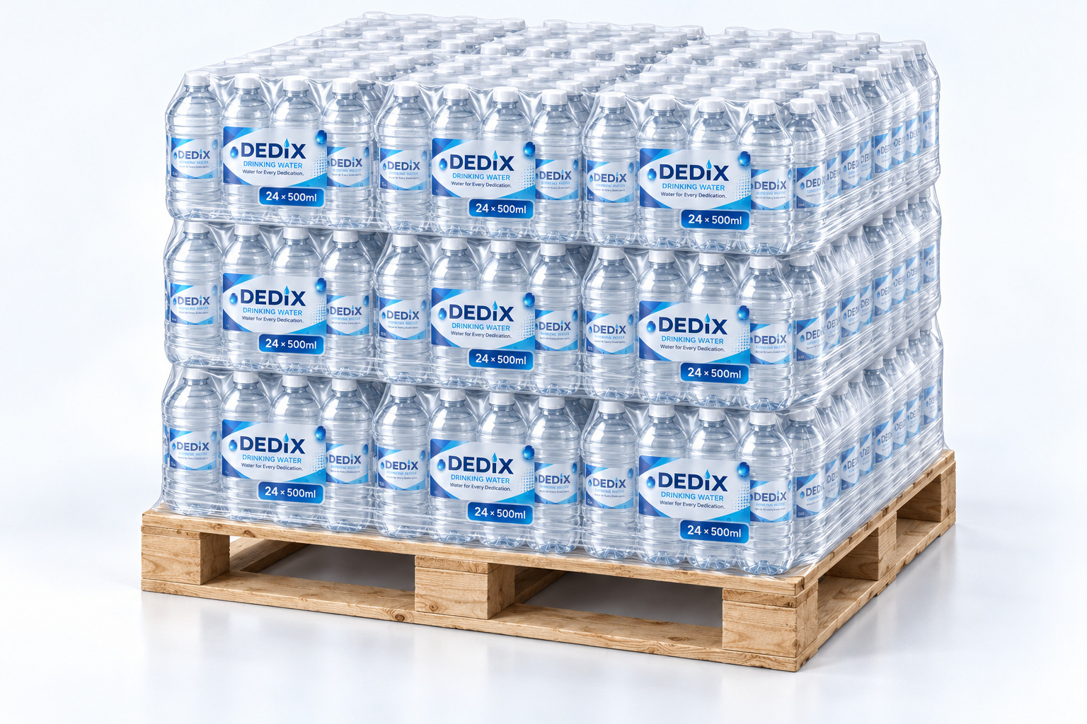 DEDIX 24 × 500 ml · Pallet in clear plastic wrapping